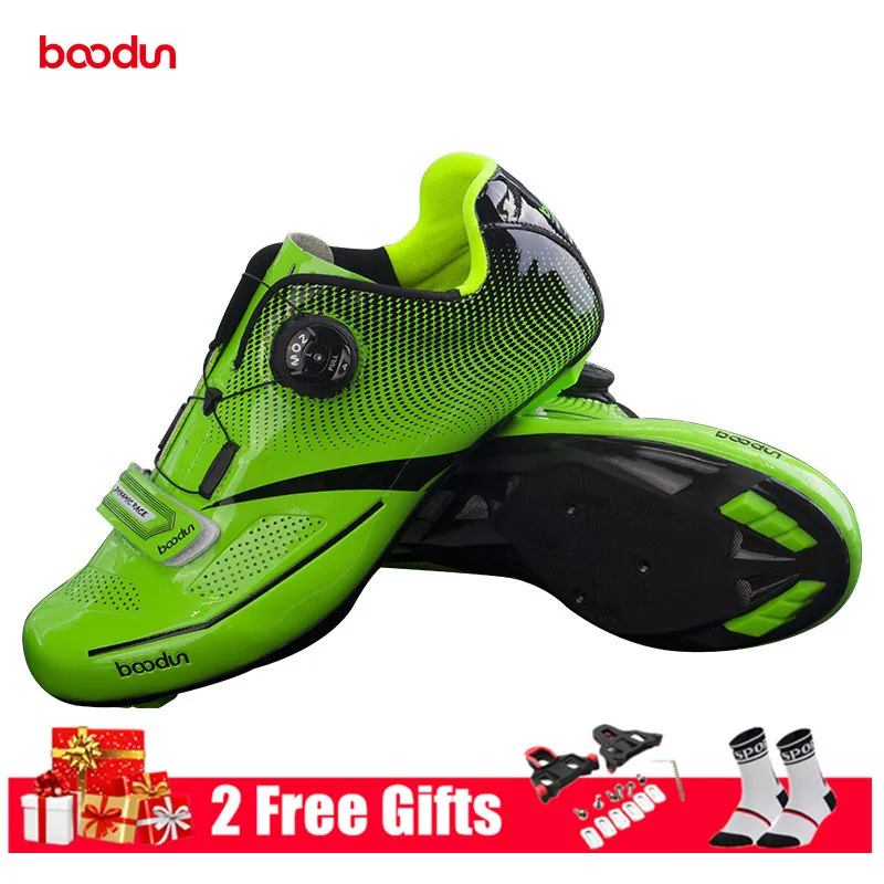 Green Road Shoes BOODUN Мужская велосипедная обувь, обувь для шоссейного велосипеда, обувь для горного велосипеда, светоотражающие велосипедные кроссовки, обувь для триатлона, гоночная обувь - Цвет: Green Road Shoes