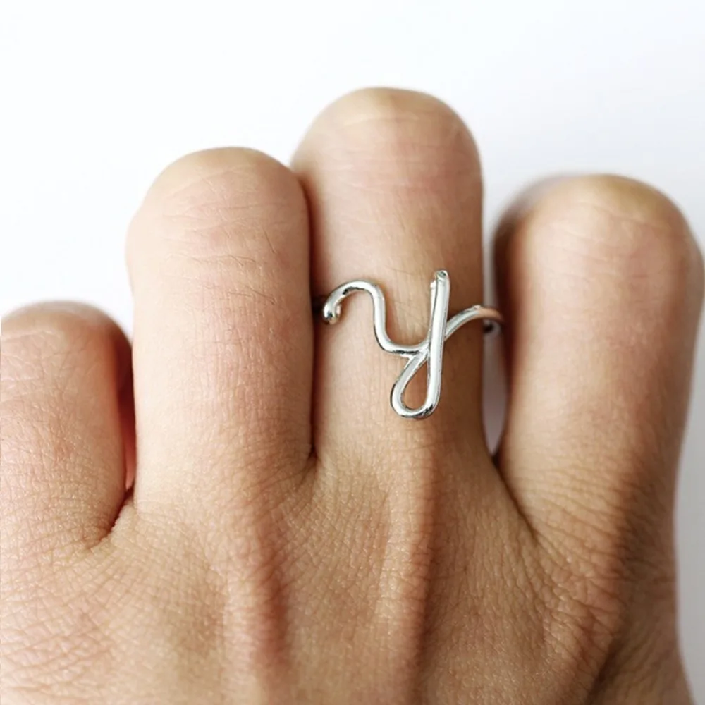 Fashion Letter Rings For Women Simple Gold Silver Color Name Ring Female Statement Party Charm Jewelry Gifts New Design #288872