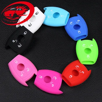 

silicone car key cover case shell sticker for mercedes benz w203 w211 CLK c180 e200 AMG C E S class keyrings holders car styling