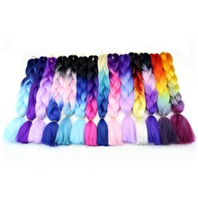 Fashion Three Tone Color Crochet Hair Extensions Kanekalon Hair Synthetic Crochet Braids Ombre Jumbo Braiding Hair Extensions