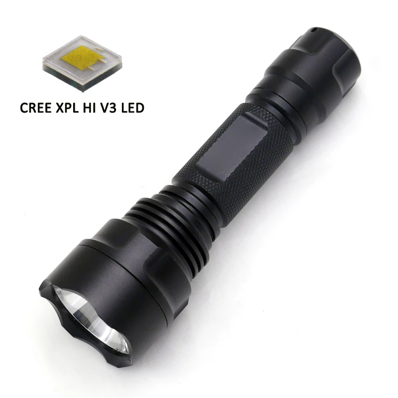 Черный фонарик C2 CREE XP L HI V3 1600 люмен|led flashlight|self defensexpl hi |