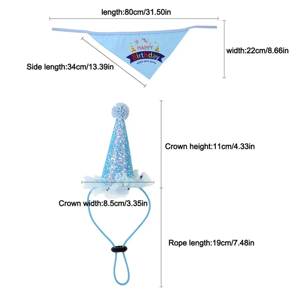 Праздничный колпак для собак, треугольные аксессуары для собак, нагрудник для собак, регулируемые шляпы с окантовкой, набор для дня рождения