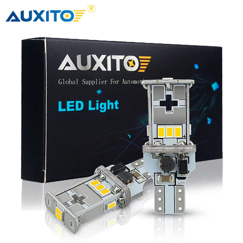 

AUXITO New Upgrade Canbus T15 W16W LED Bulbs 6W 1000LM SMD3020 912 921 Car LED Back-up Light Auto Reverse Lamp Bulb White 6000K