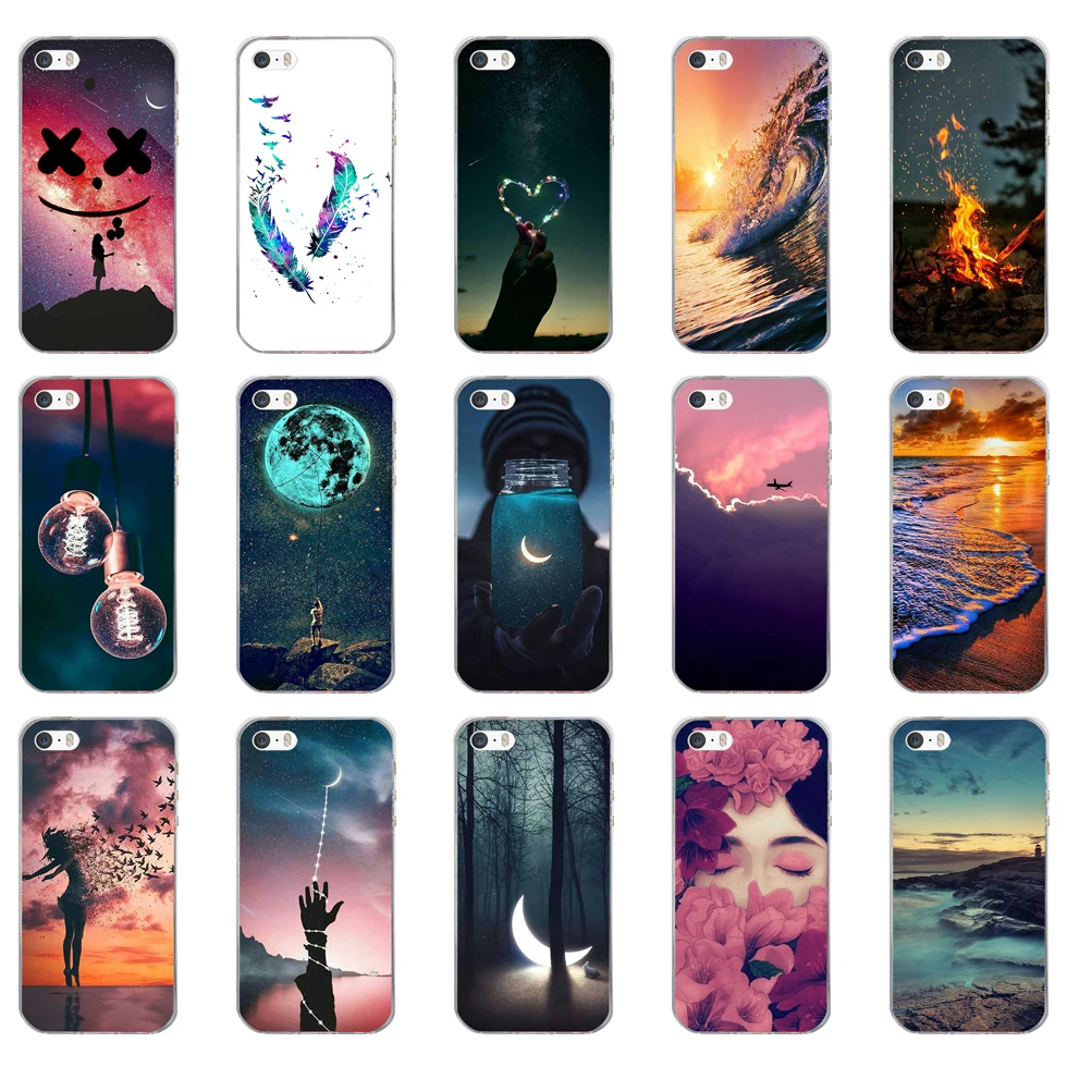 

R Phone Case For iPhone 5S 5 S SE Soft Silicone TPU Cute Patterned Paint For iPhone 5S 5 S SE Cases