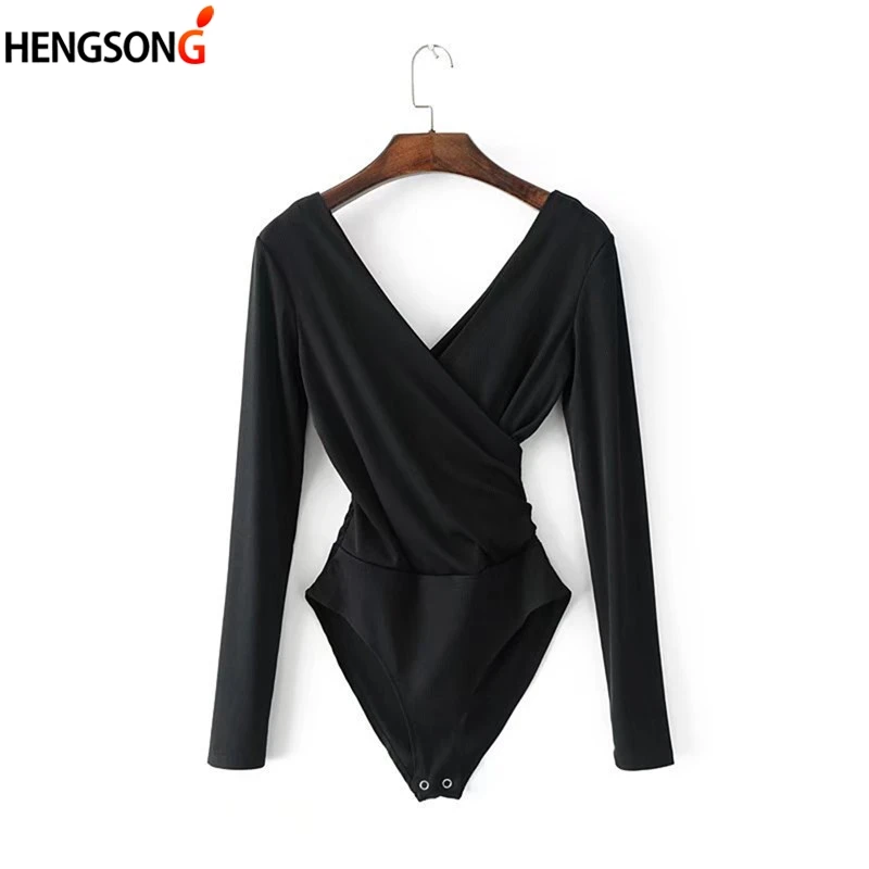 2018 New Summer Women Long Sleeve Bodysuit Sexy Backless Bodysuit Black White Slim V-neck Bodysuit For Female AQ708595 2018 New Summer Women Long Sleeve Bodysuit Sexy Backless Bodysuit Black White Slim V-neck Bodysuit For Female AQ708595