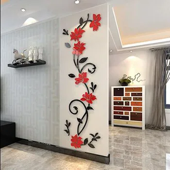 

Rushed Promotion Vinilos Paredes Acrylic Material Stickers Modern Home Decor For Bedroom Backgroud Wall 3 D Flower Sticker