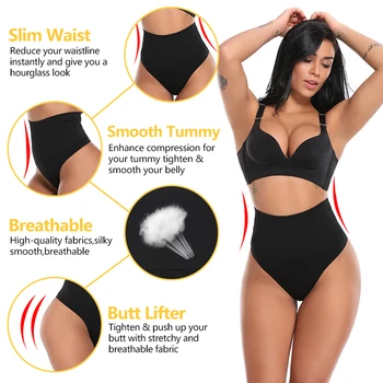 Women Thong Panty Shaper High Waist Tummy Control Panties Slimming Underwear Waist Trainer Shaping Briefs