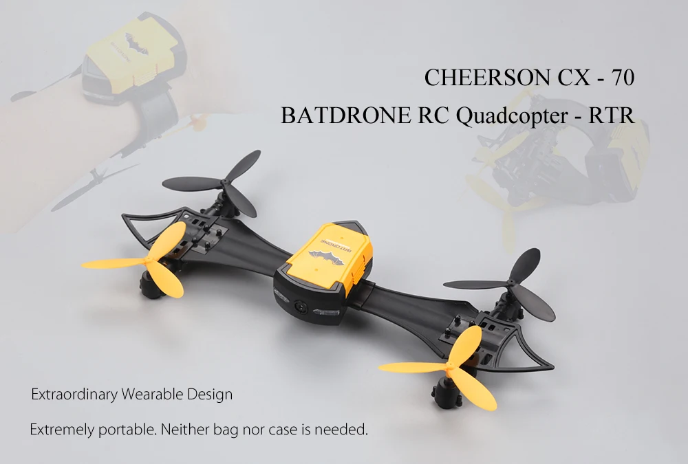 2 Hot New Cheerson CX-70 CX70 BAT DRONE WiFi FPV Camera With Wearable Wrist Watch Altitude Hold RC Drones Quadcopter RTF