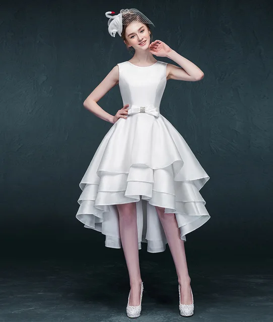 Fast Shipping Short Front Long Back Wedding Dresses 2017 Open Fast Shipping Short Front Long Back Wedding Dresses 2017 Open High Low Bridal Gown Tiered