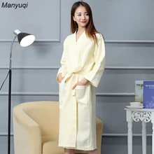 Для женщин soild хлопок вафельный пеньюар халаты Домашняя одежда длинный халат для Для женщин