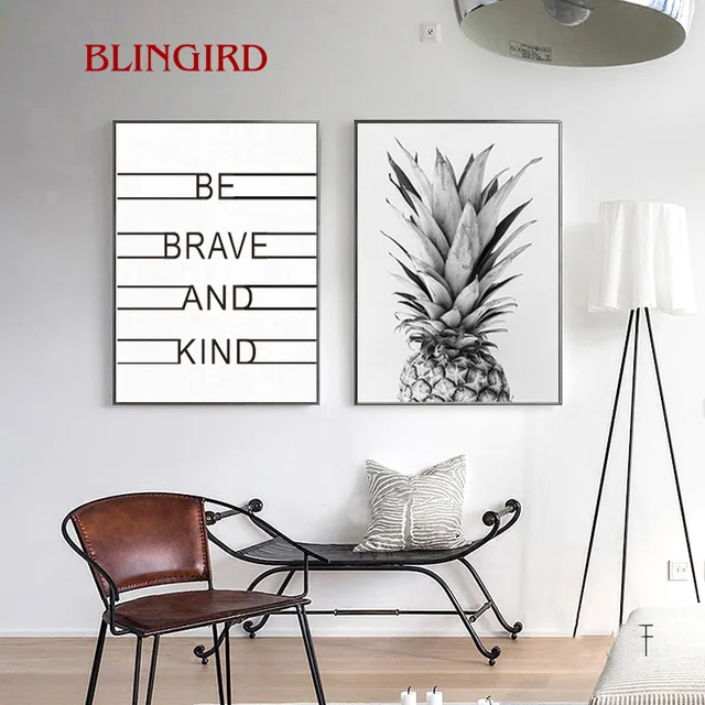 Home Decoration Nordic Design Grey Pineapple Monogram Canvas Art Print Study Room Living