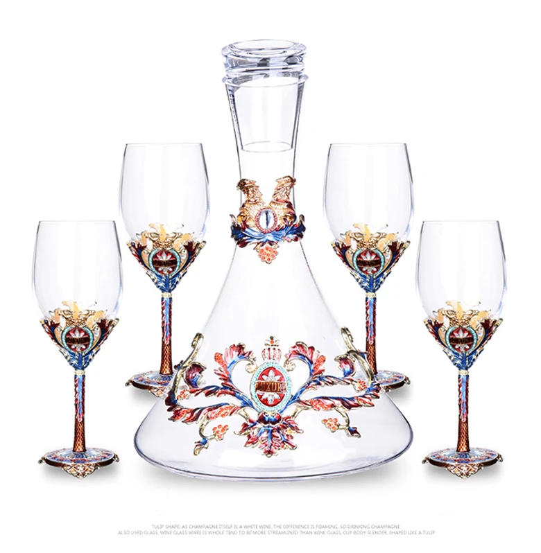 Европейская Высококачественная эмалированная чашка для красного вина, Набор Графин, домашние Роскошные бокалы, не содержит свинец, бокалы для вина, вечерние стаканы для напитков, свадебные подарки
