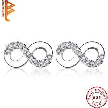 

Wholesale 5PCS 100% 925 sterling silver earrings with Micro Pave CZ Crystal infinity stud earrings For women brincos Gift
