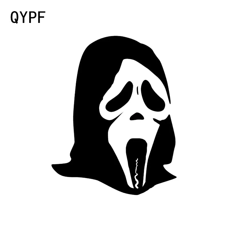 

QYPF 11.8*15 Halloween Scary Ghost Face Decor Car Sticker Vinyl Black/Silver C16-2341
