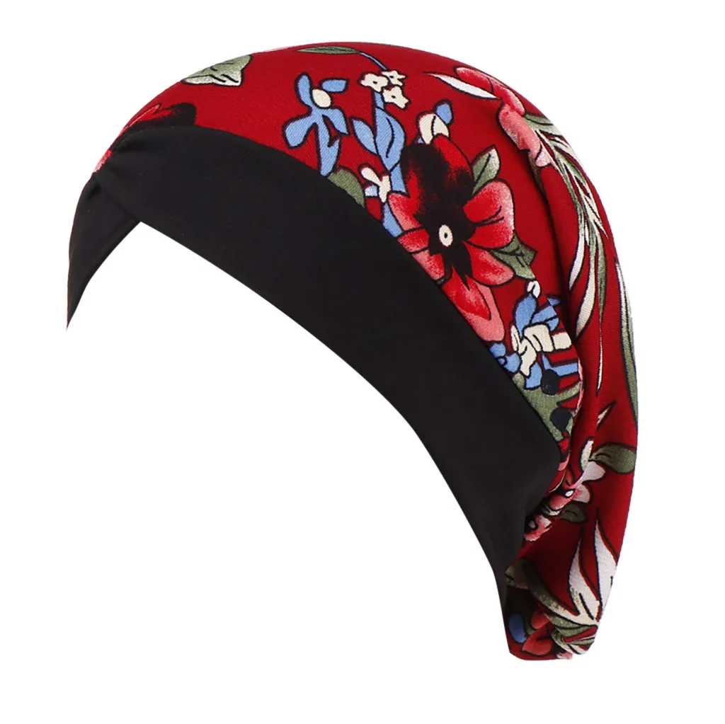 Печатная мусульманская одежда женская цветочная индийская шляпа мусульманская гофрированная раковая шапочка-тюрбан накидка хиджаб шарф турбантес23# P6 - Цвет: A