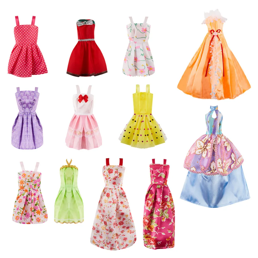 KIDAMI маленькие юбки 48 предметов/набор кукольных аксессуаров = 12 кукольных платьев+ 12 вешалок+ 9 аксессуаров для волос+ 5 сумочек+ 10 пар обуви
