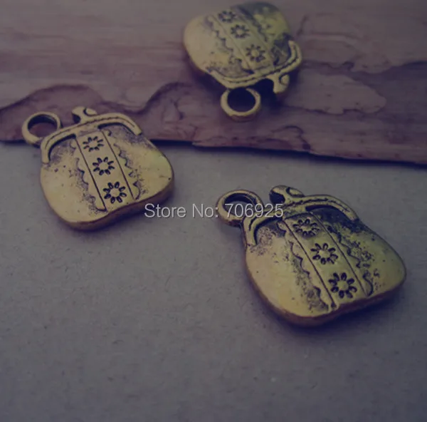 

20pcs/lot antique gold purse necklace pendant Charms 15mmx15mm