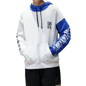 

Spring Autumn Men Cotton Long Sleeve Letter Stitching Print Hoodies Loose Casual Hiphop Temperament Streetwear Harajuku M-4XL