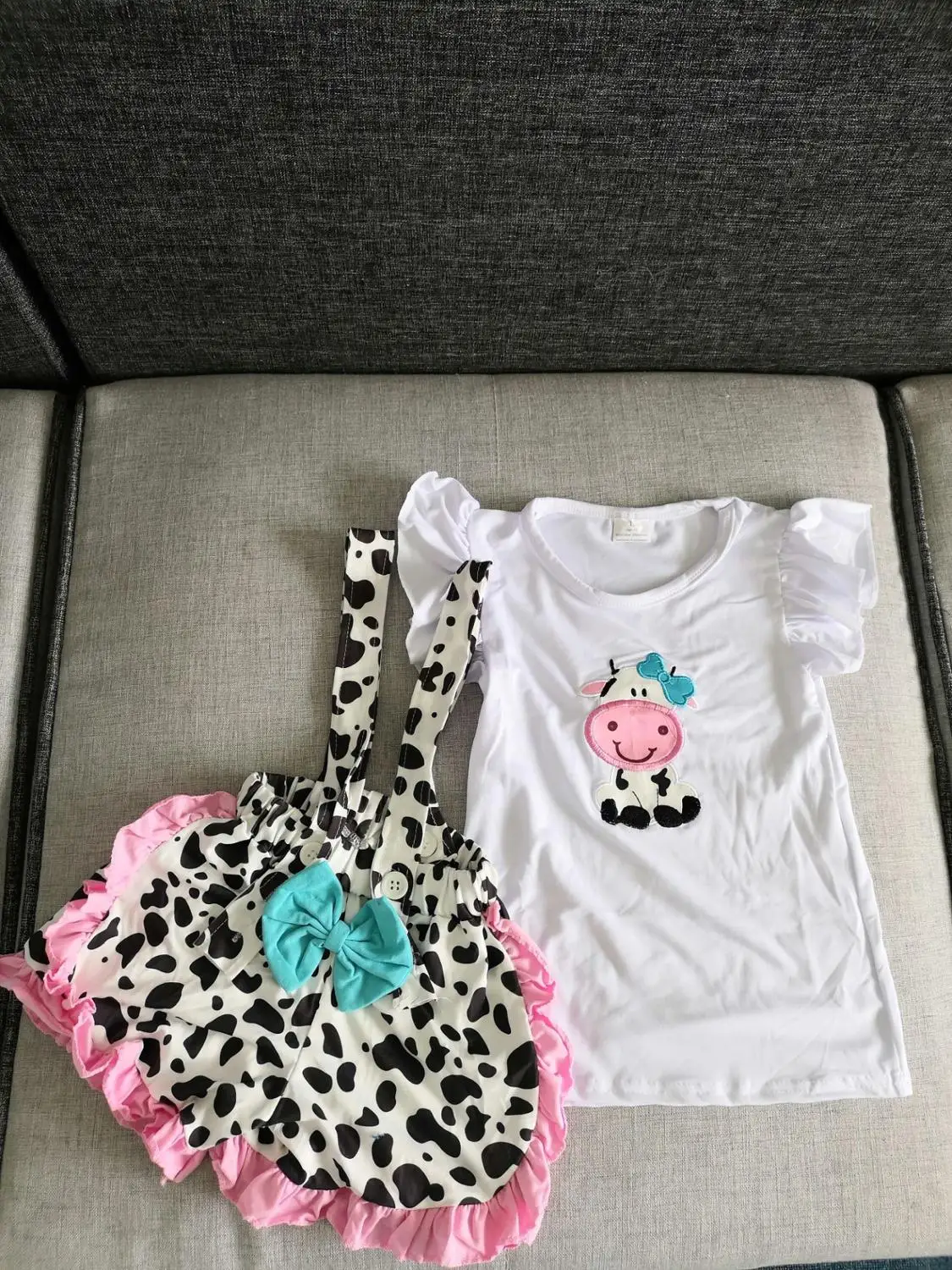 

cute dairy cattle print kids clothing trendy design children boutique clothes set high quality baby girls outfits
