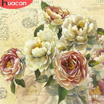 

HUACAN Diamond Mosaic Flower 5D DIY Diamond Painting Cross Stitch Picture Of Rhinestone Diamond Embroidery Roses