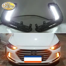 Для hyundai Elantra дневной ходовые огни светодио дный DRL Противотуманные лампы с желтым включать свет реле