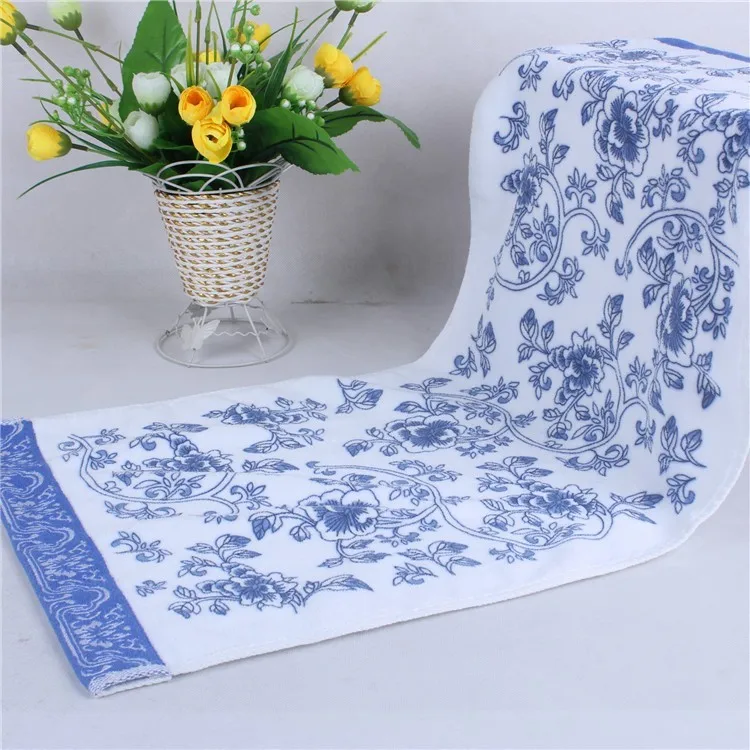 Китайское стильное фарфоровое полотенце для ванной комнаты с цветами, мягкое пляжное полотенце из хлопка, 34*76 см, домашний текстиль