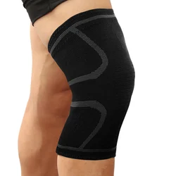 Elastic Compression Knee Support Sleeve - L (Black with grey)