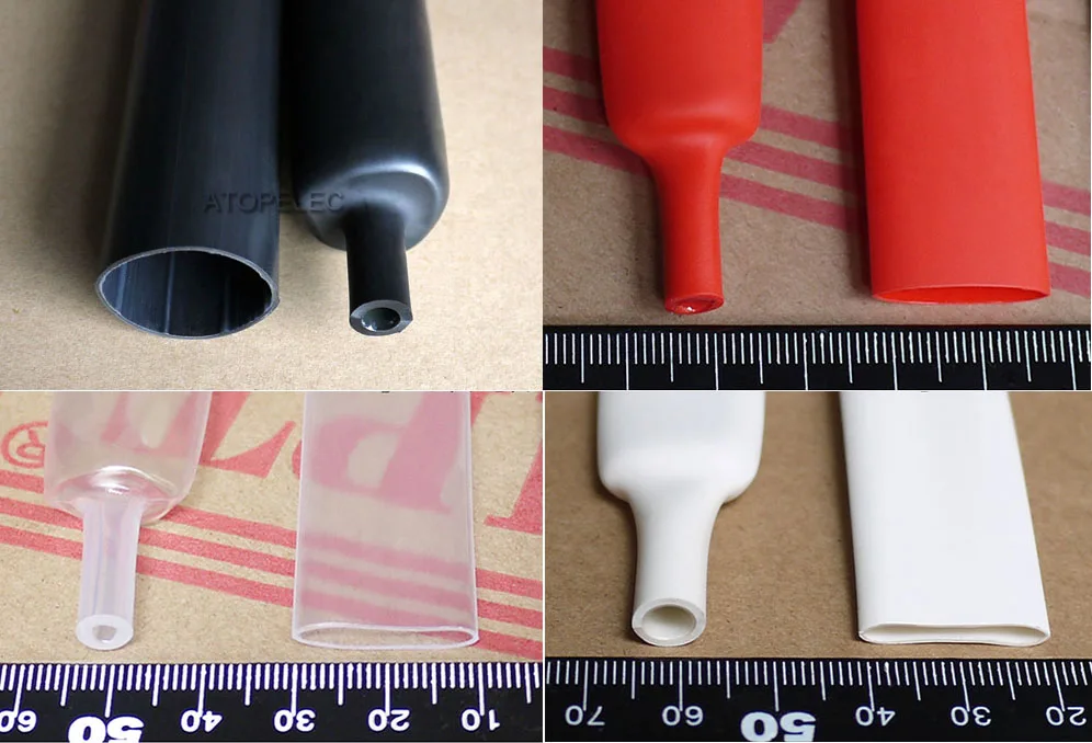 

12.7mm/15.4mm/19.1mm/25.4mm/30mm/39mm Diameter Adhesive Glue Lined 3:1 Heat Shrink Tubing Dual Wall Waterproof Black/Red/Clear