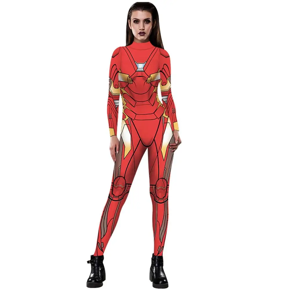 

PLstar Cosmos 3D Print iron Man Spandex Lycra Costume for Halloween Cosplay Female Spider Suit Anti-Venom Gwen woman