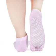 Женские носки с пятью пальцами для йоги, нескользящие носки для пилатеса, танцев, спортзала, балета, спорта, фитнеса, носок, силиконовый нескользящий носок в горошек