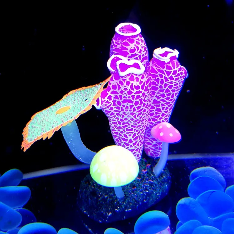 5 шт аквариумные украшения фосфоресцирующие силиконовые коралловые искусственные реалистичные Светящиеся в темноте аквариумные аксессуары