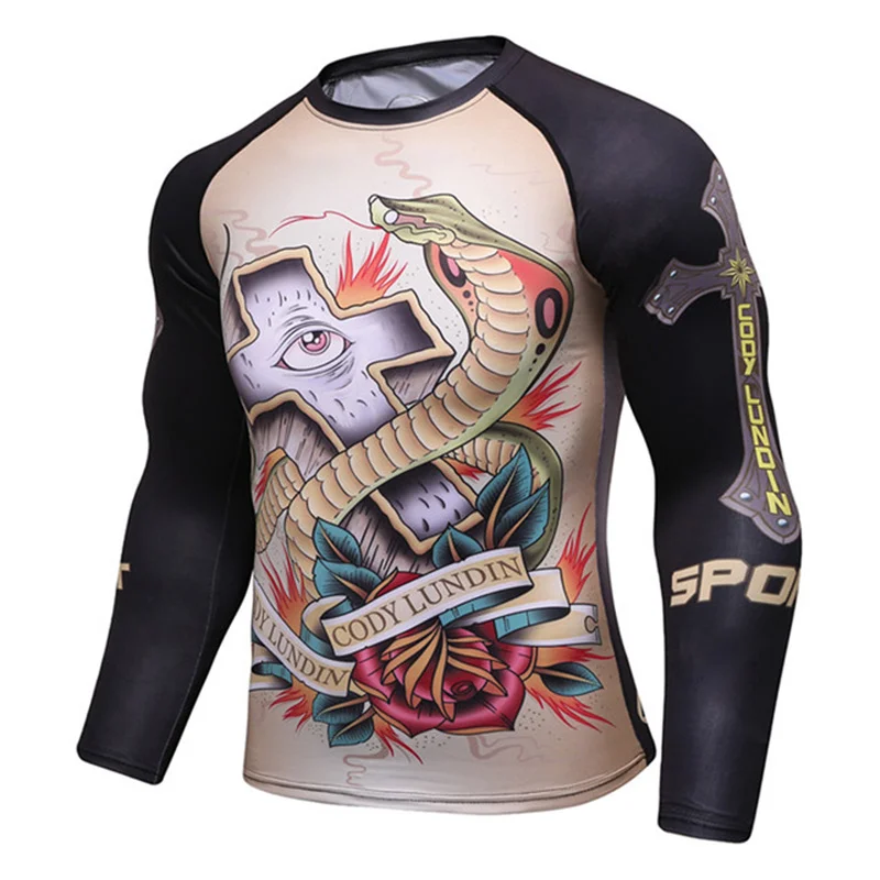 

Jiu Jitsu Compression Shirt Raglan Sleeve 3D Print Men's T shirts Fitness Male Quick Dry Bodybuilding Cross fit Tops Sportswear