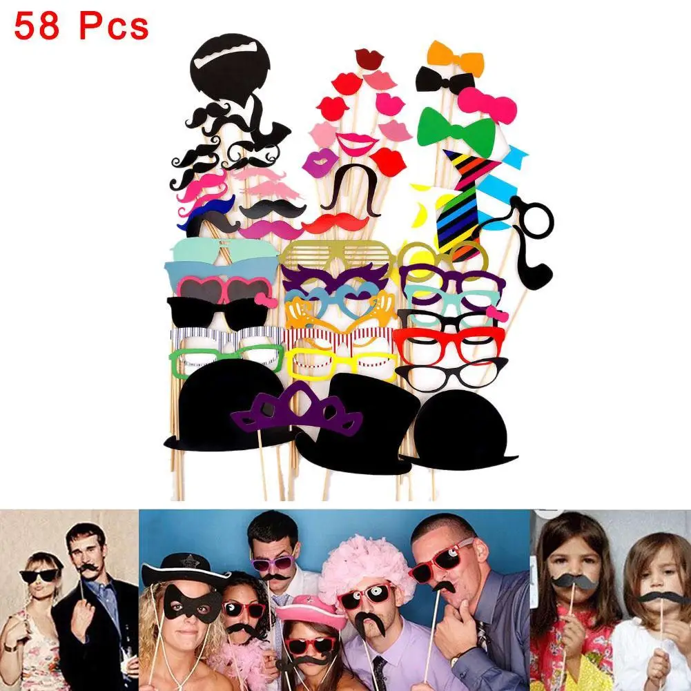 Photo Booth Props 58 Pcs Set Foto Untuk Pernikahan Dekorasi Pesta