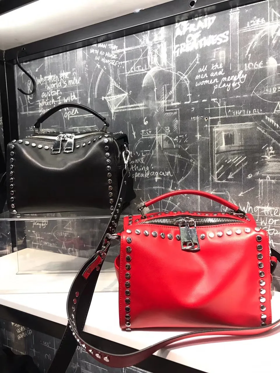 

Kafunila 2018 women famous brand designer genuine leather high quality handbag luxury female bags rivet style boston pillow bag