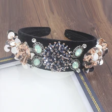 Европейская роскошная Вельветовая барочная Мода ручной работы сказочные Блестки цветок Хрустальная корона украшения для волос Свадебные аксессуары для волос