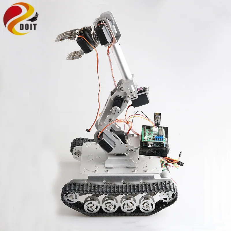  SZDOIT Wifi/Bluetooth/Handle Control 8DOF Metal Robot Arm With Gripper+Smart Tank Chassis Kit Robot - 33056337284