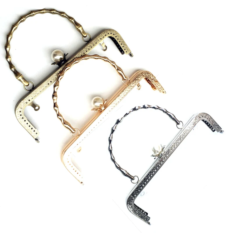 

5Pcs Arcylic Beads Sun Flower Imitation Bamboo Square Metal Frame Kiss Clasps Lock Purse Bag Handbag Handle Accessories 20cm