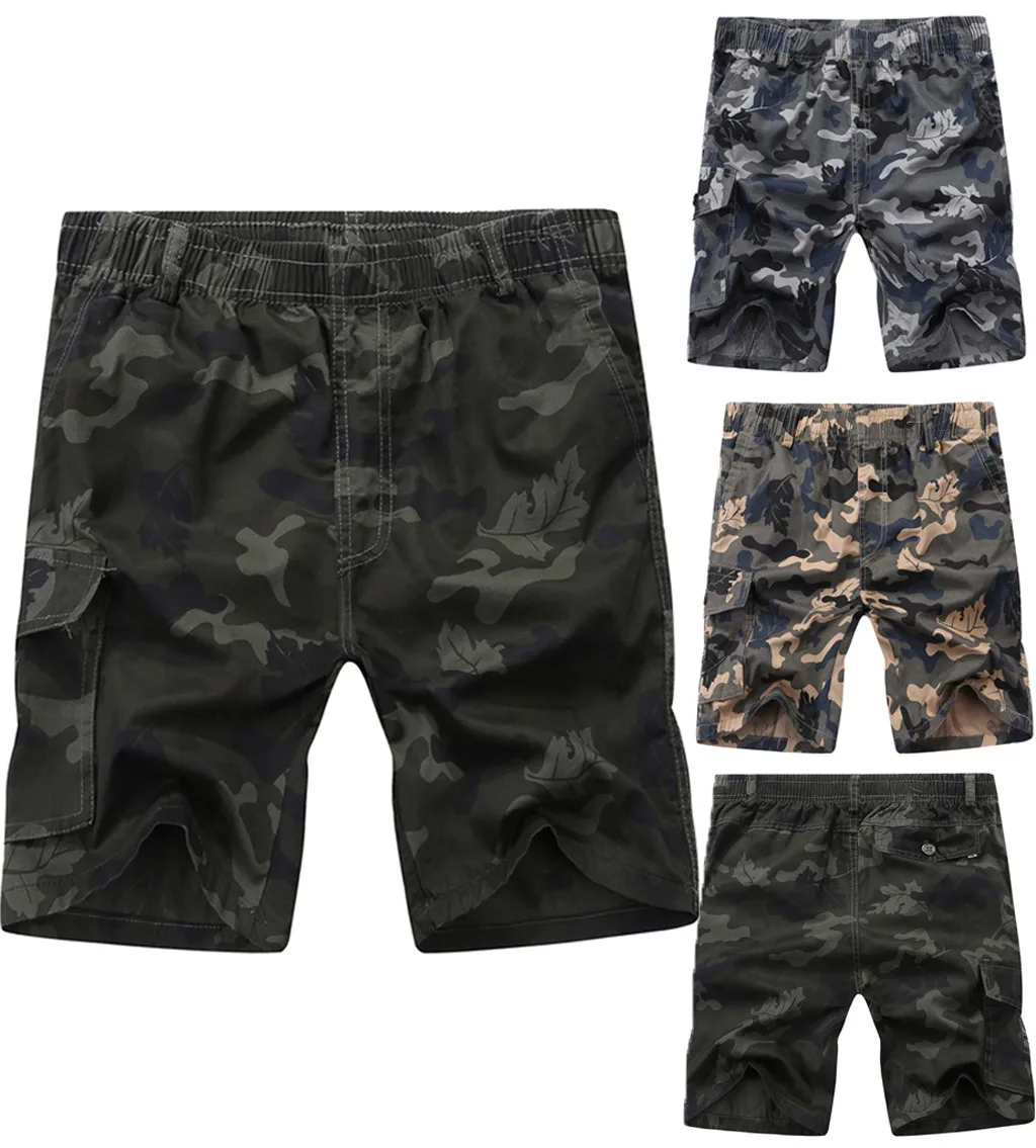 Новые шорты Для мужчин лето на открытом воздухе Повседневное свободные камуфляж лоскутное Комбинезоны Шорты Брюки Костюмы Spodenki Meskie шорты мужские