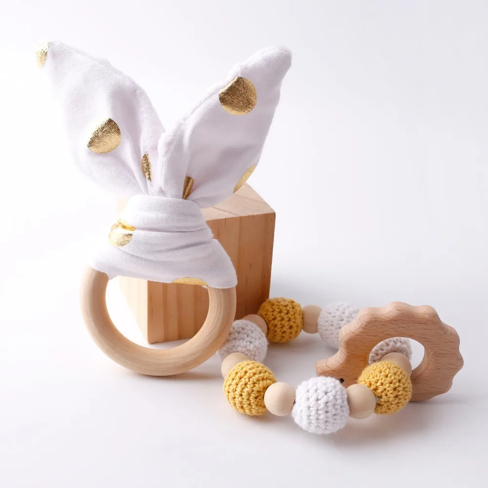 

Let's Make Baby Teether Teething Bracelet Food Grade Wooden Crochet Beads Cartoon Chewable Baby Feeding For Kids Nursing Toy