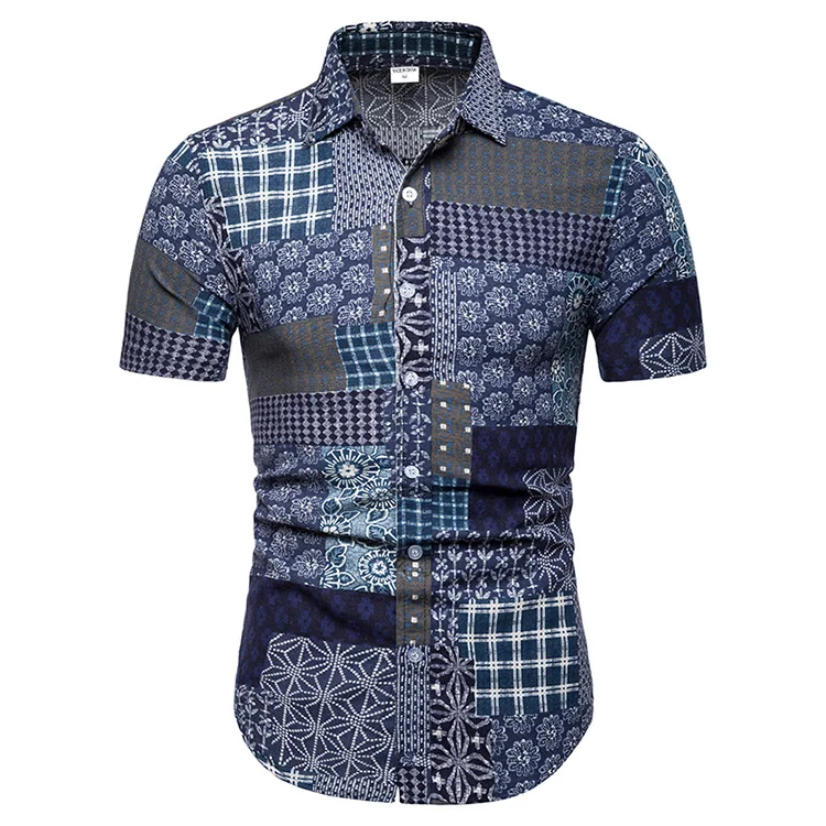 Новые летние мужские пляжные Гавайские рубашки с коротким рукавом из хлопка и льна повседневные рубашки с цветочным принтом обычного размера плюс 5XL модная одежда - Цвет: TC11