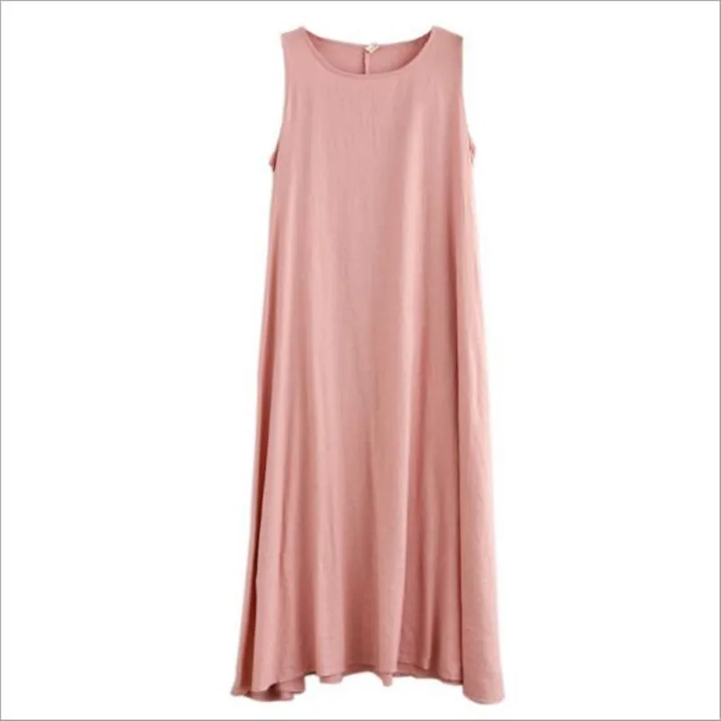Robe Femme хлопковое льняное платье женское летнее повседневное Макси Платье с