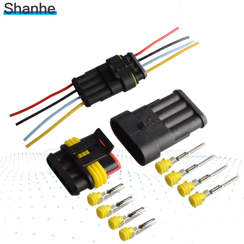 Waterproof Electrical Wire 5 Kit 4 Pin Way Connector Plug Terminal Set Car Auto