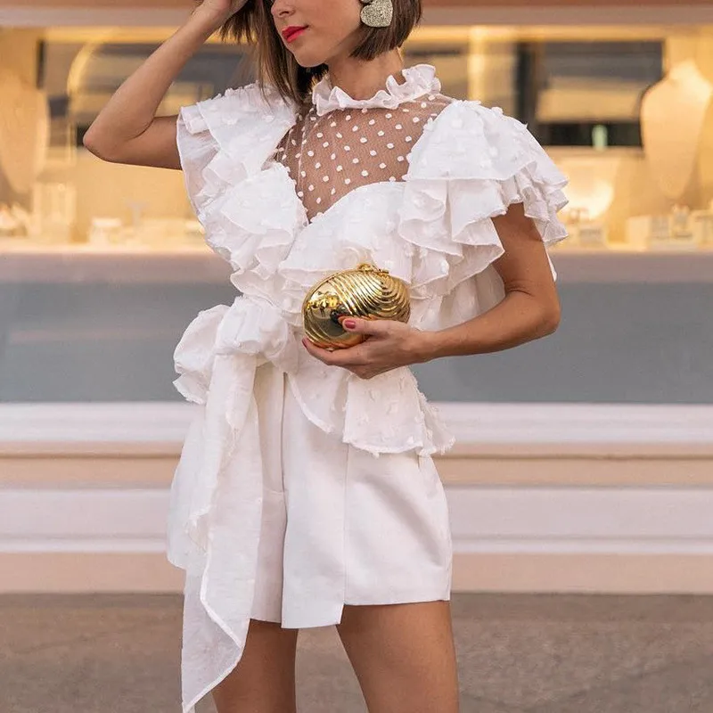 Vintage Ruffle White Women Blouse Shirt Transparent Mesh Summer Chiffon Blouse Ladies Victorian Feminine Blouses Blusas TS31 (1)
