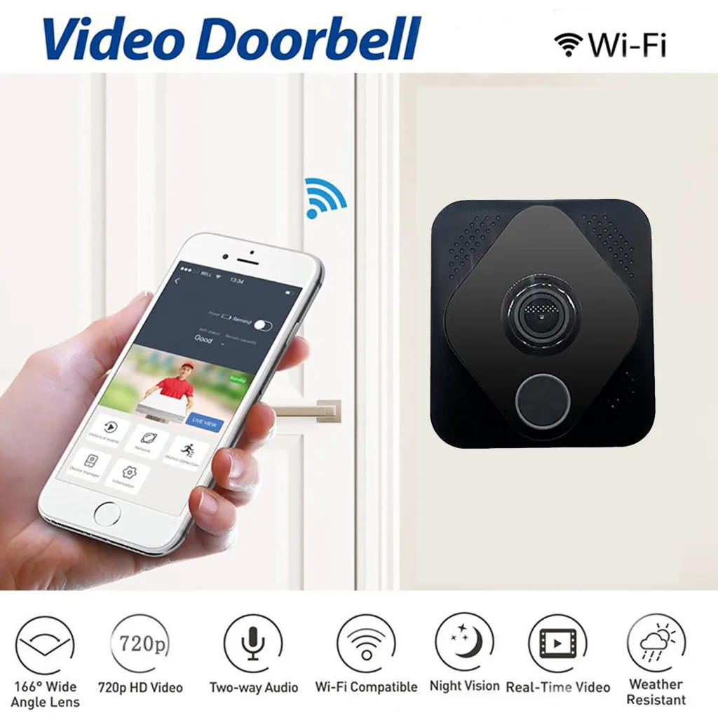 

Video Doorbell Smart Wireless WiFi Security Door Bell Visual Recording Home Monitor Night Vision Intercom door phone