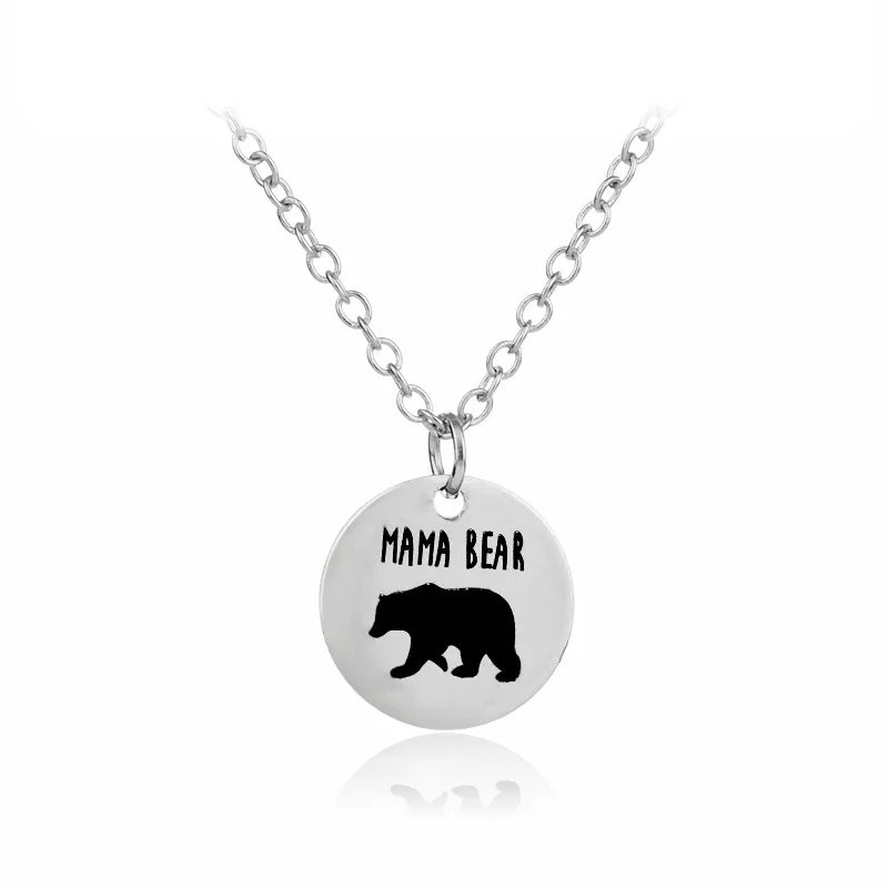 10PCS/Lot MAMA BEAR necklace Alloy Drops Animal Bear Pendant