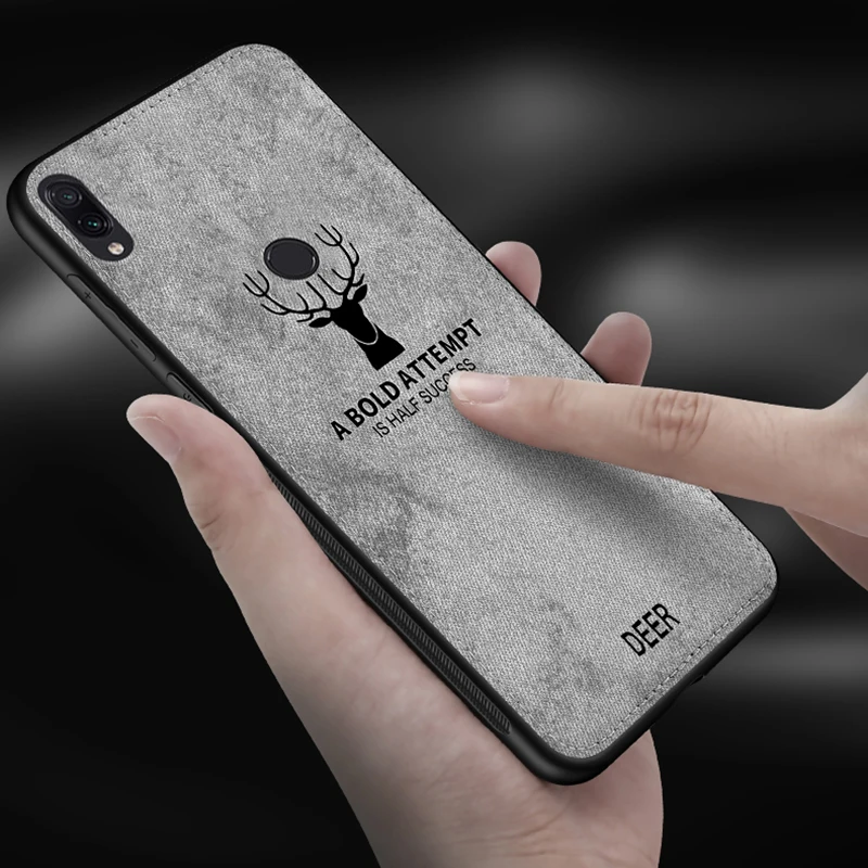 

Canvas Embossed Deer Case For Xiaomi Redmi Note 7 Cover On Redmi Red Mi 6a Note 6 Pro 7 Redmi7 Cloth Weaving Soft Silicone edge