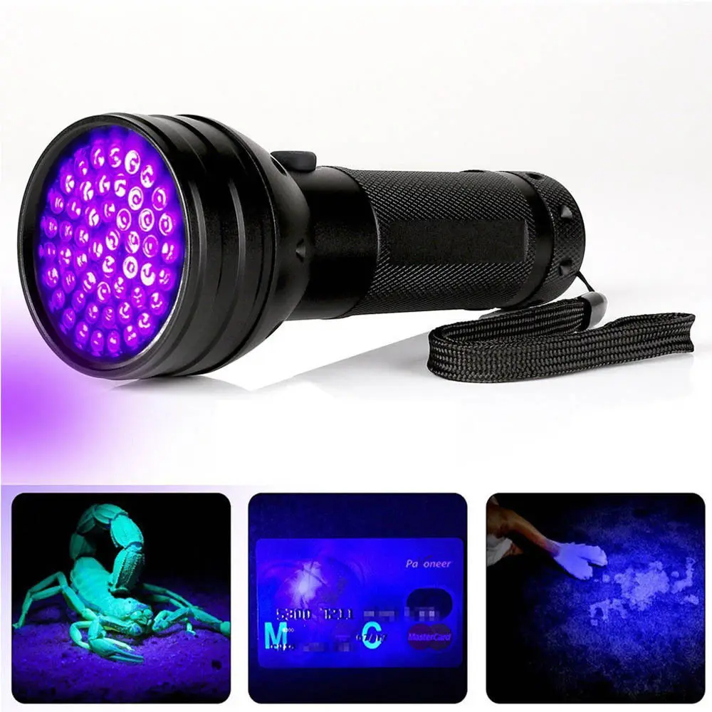 

UV Flashlight Aluminum 51 LED Handheld Pet Dog Cat Urine Carpet Stain Detector 395nm Scorpion Hunting Portable Ultra Violet Lamp