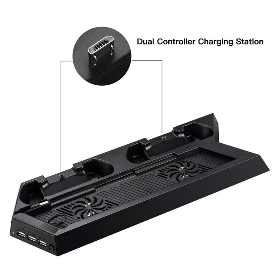  PS4 Mutilfunctional Vertical Cooling Stand Cooler Fan Dual Joystick/Controller/Joypad USB Charger f