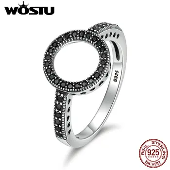 

WOSTU Hot Sale 925 Sterling Silver Lucky Circle Finger Rings For Women Fashion Jewelry Fine Gift BKR112