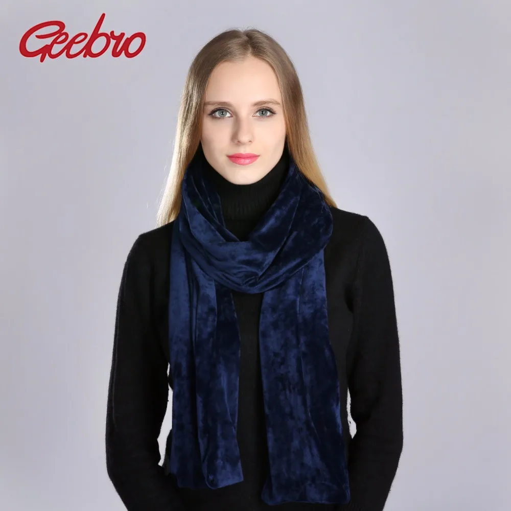 

Geebro Women's Velour Scarf Winter Casual Warm Velvet Scarf Beanie For Ladies Plain Color Classic Neckerchief Shawls and Scarves
